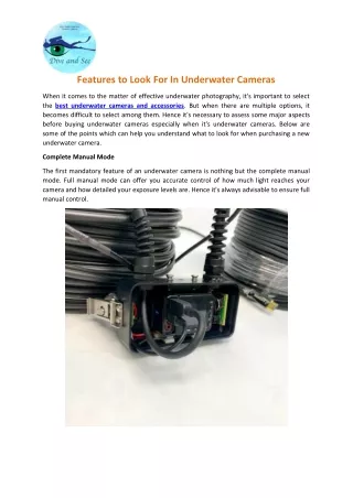 Features to Look For In Underwater Cameras