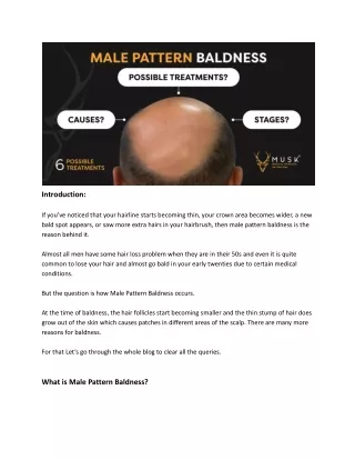Male Pattern Baldness_ Causes, Stages, and Possible Treatments
