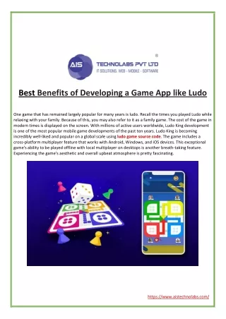 best benefits of developing a game app like ludo