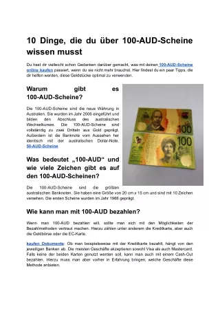 10 Dinge, die du über 100-AUD-Scheine wissen musst (1)