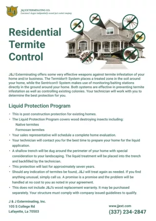Residential Termite Control jj  Exterminating