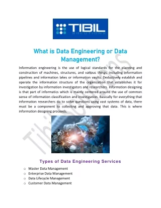 Data Engineering Services | Tibil Solutions