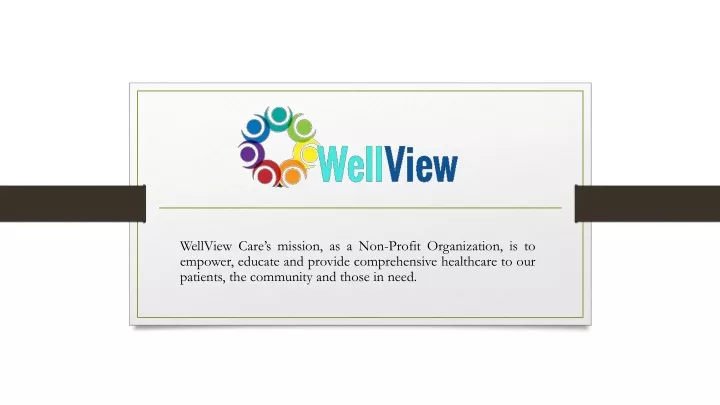 wellview care s mission as a non profit