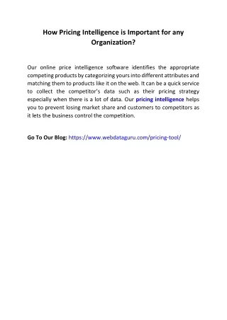how pricing intelligence is important