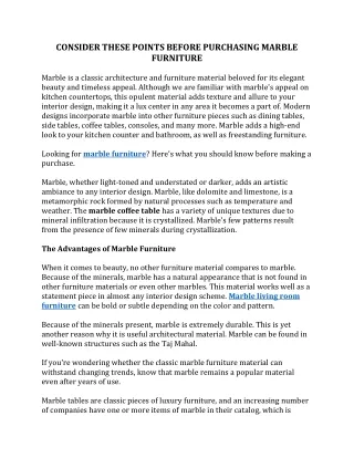 consider these points before purchasing marble