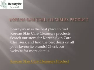 Korean Skin Care Cleansers Product  Beauty-rx.in