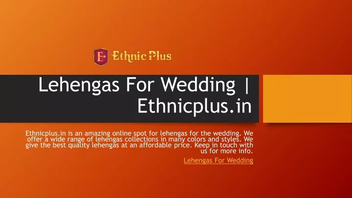 lehengas for wedding ethnicplus in