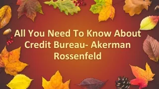 All You Need To Know About Credit Bureau- Akerman Rossenfeld