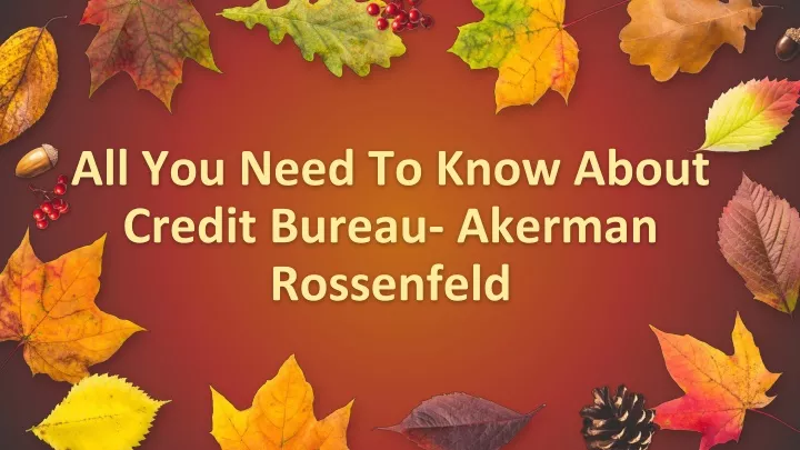 all you need to know about credit bureau akerman rossenfeld