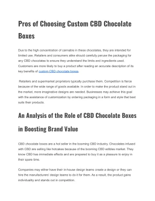 Pros of Choosing Custom CBD Chocolate Boxes