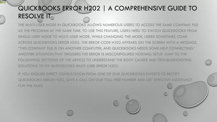 quickbooks error h202 a comprehensive guide to resolve it