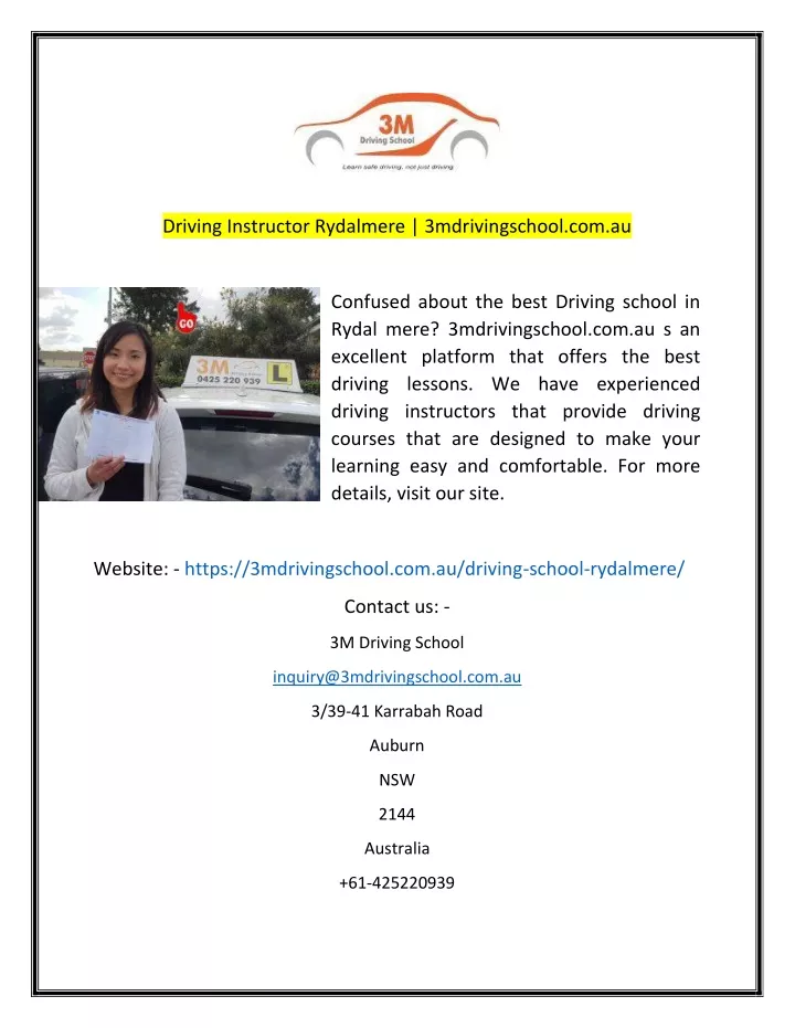 driving instructor rydalmere 3mdrivingschool