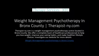 Weight Management Psychotherapy In Bronx County | Therapist-ny.com
