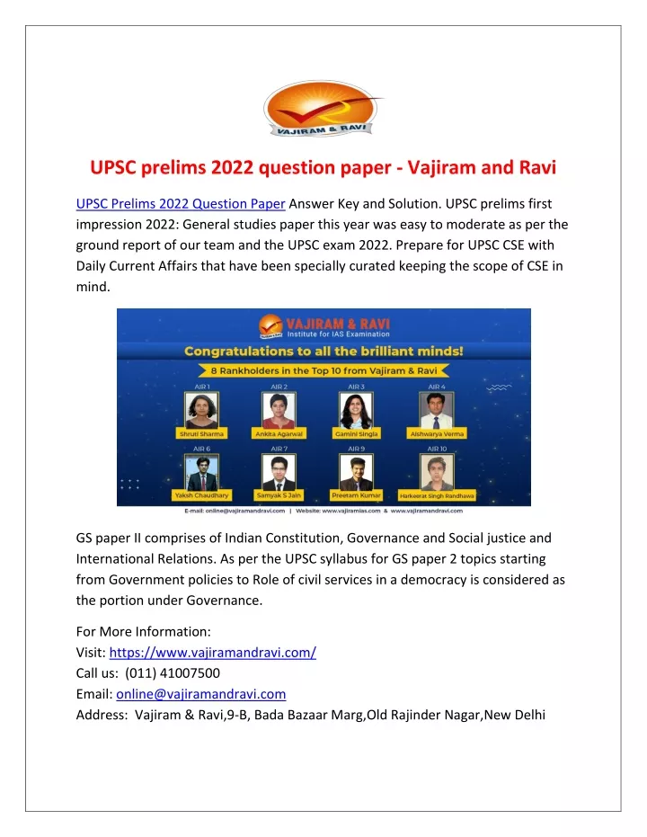 upsc prelims 2022 question paper vajiram and ravi