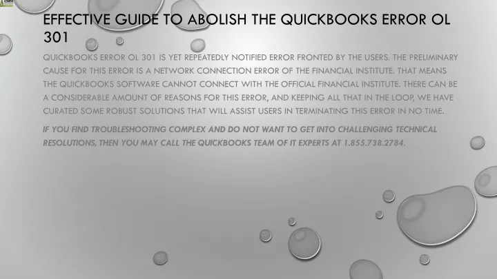 effective guide to abolish the quickbooks error ol 301