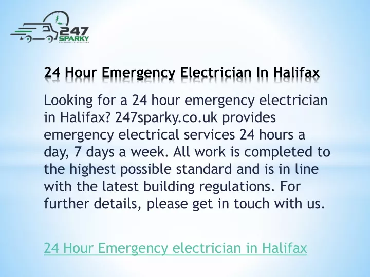 24 hour emergency electrician in halifax