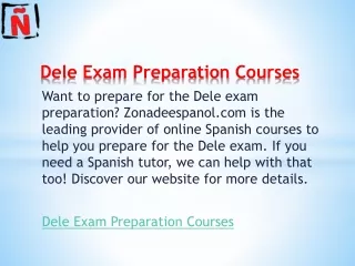 Dele Exam Preparation Courses  Zonadeespanol.com