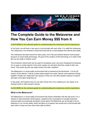 Metaverse Made Simple Earn Money