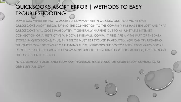 quickbooks abort error methods to easy troubleshooting