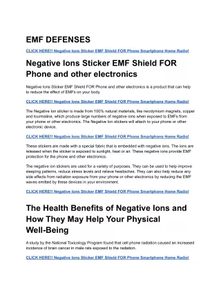Negative Ions Sticker EMF Shield FOR Phone and other electronics