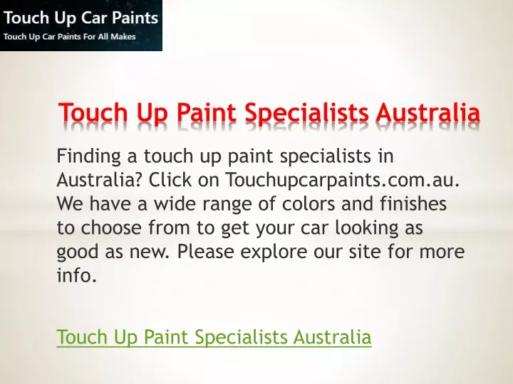 touch up paint specialists australia