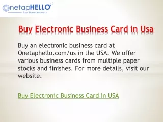 Buy Electronic Business Card in Usa  Onetaphello.com us