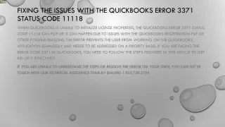 fixing the issues with the quickbooks error 3371 status code 11118