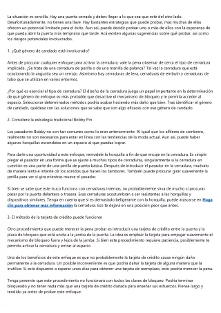 MANERAS SENCILLAS DE ABRIR UNA CERRADURA SIN LLAVES