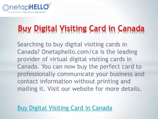 Buy Digital Visiting Card in Canada  Onetaphello.com ca