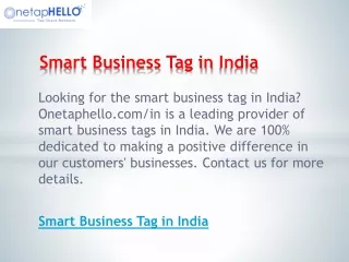 Smart Business Tag in India  Onetaphello.com in