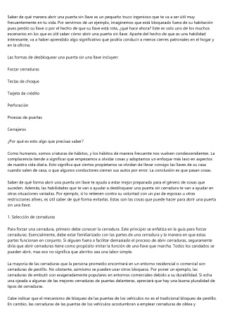 Consejos practicos para abrir una cerradura sin las llaves