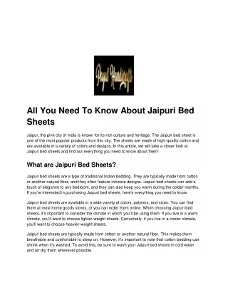 All You Need To Know About Jaipuri Bed Sheets