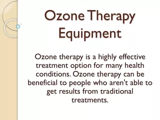 Ozone Therapy Equipment