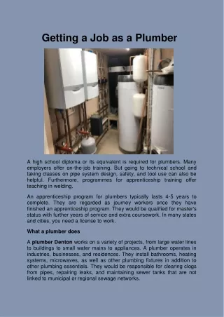 getting a job as a plumber