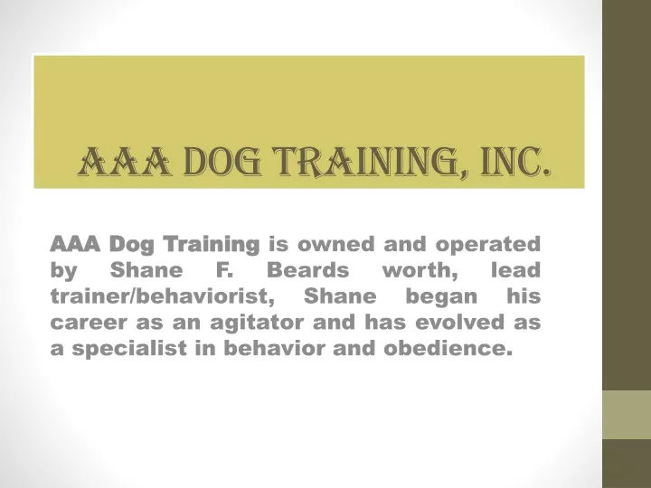 aaa dog training inc
