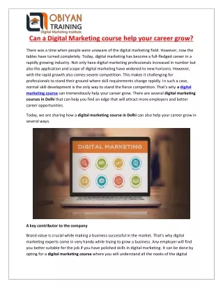 Can a Digital Marketing course help your career grow