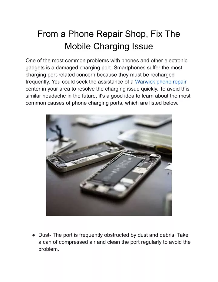 from a phone repair shop fix the mobile charging