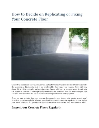 Fixing Your Concrete Floor