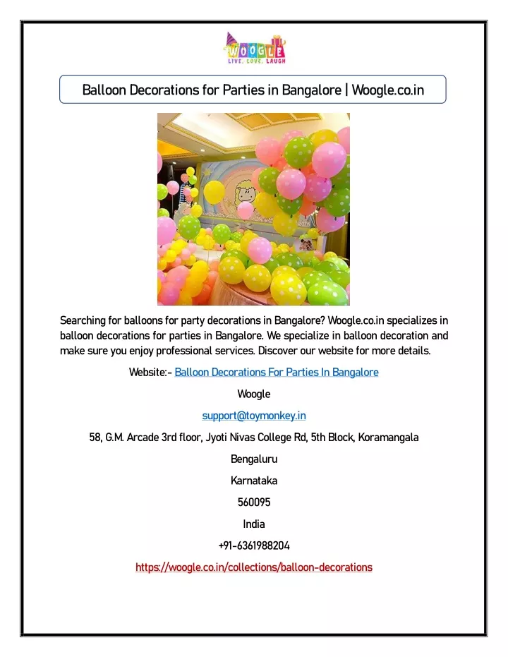 balloon decorations for parties in bangalore
