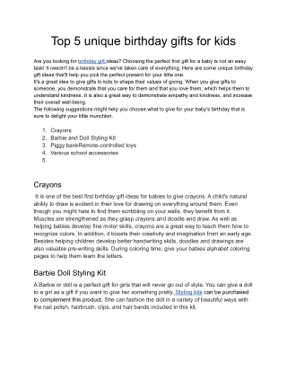 Top 5 unique birthday gifts for kids