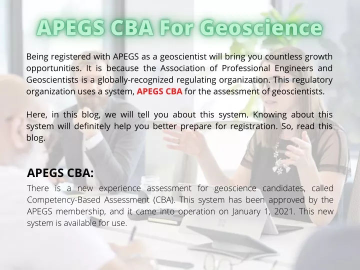being registered with apegs as a geoscientist