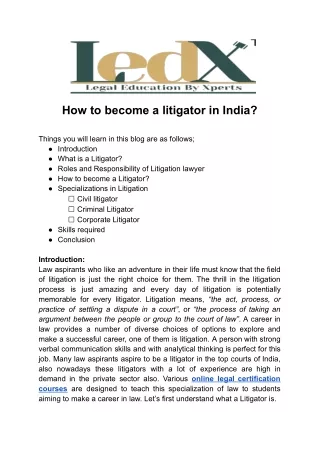 How to become a litigator in India
