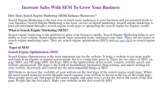 Increase Sales With SEM To Grow Your Business