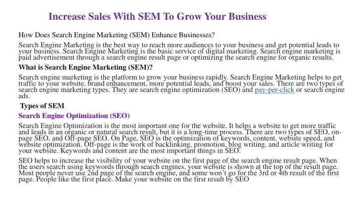 increase sales with sem to grow your business