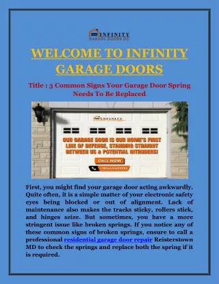 3 Common Signs Your Garage Door Spring Needs To Be Replaced