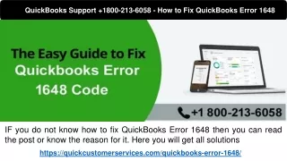 QuickBooks Support  1800-213-6058 - How to Fix QuickBooks Error 1648