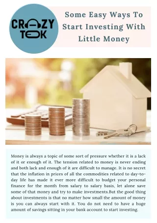 Some Easy Ways To Start Investing With Little Money