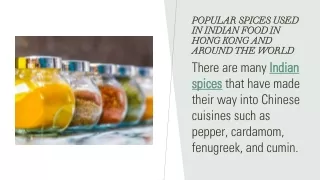 Popular Spices Used in Indian Food in Hong Kong and Around the World