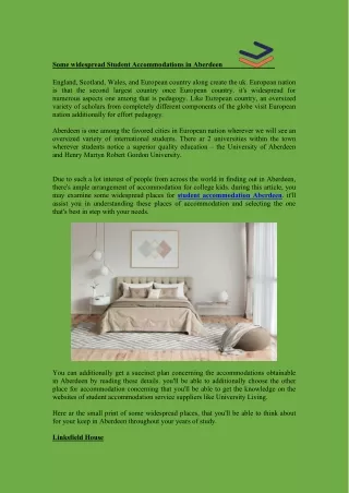 some widespread student accommodations in aberdeen