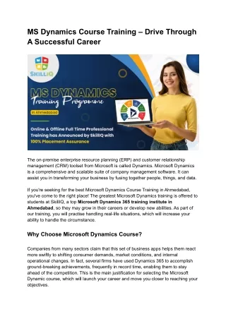 ms dynamics course training drive through